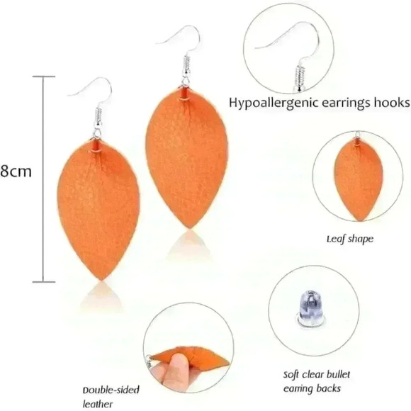 Leather Feather Earrings - Picture 3 of 3